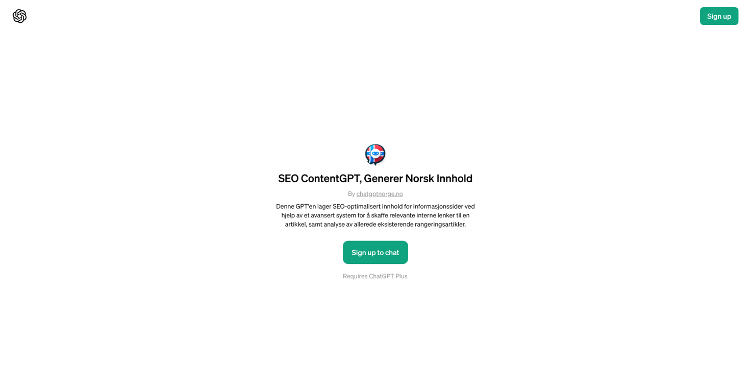 SEO ContentGPT, Generer Norsk Innhold website
