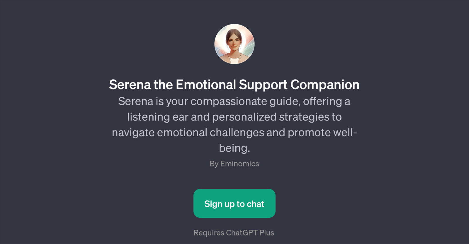 Serena the Emotional Support Companion website