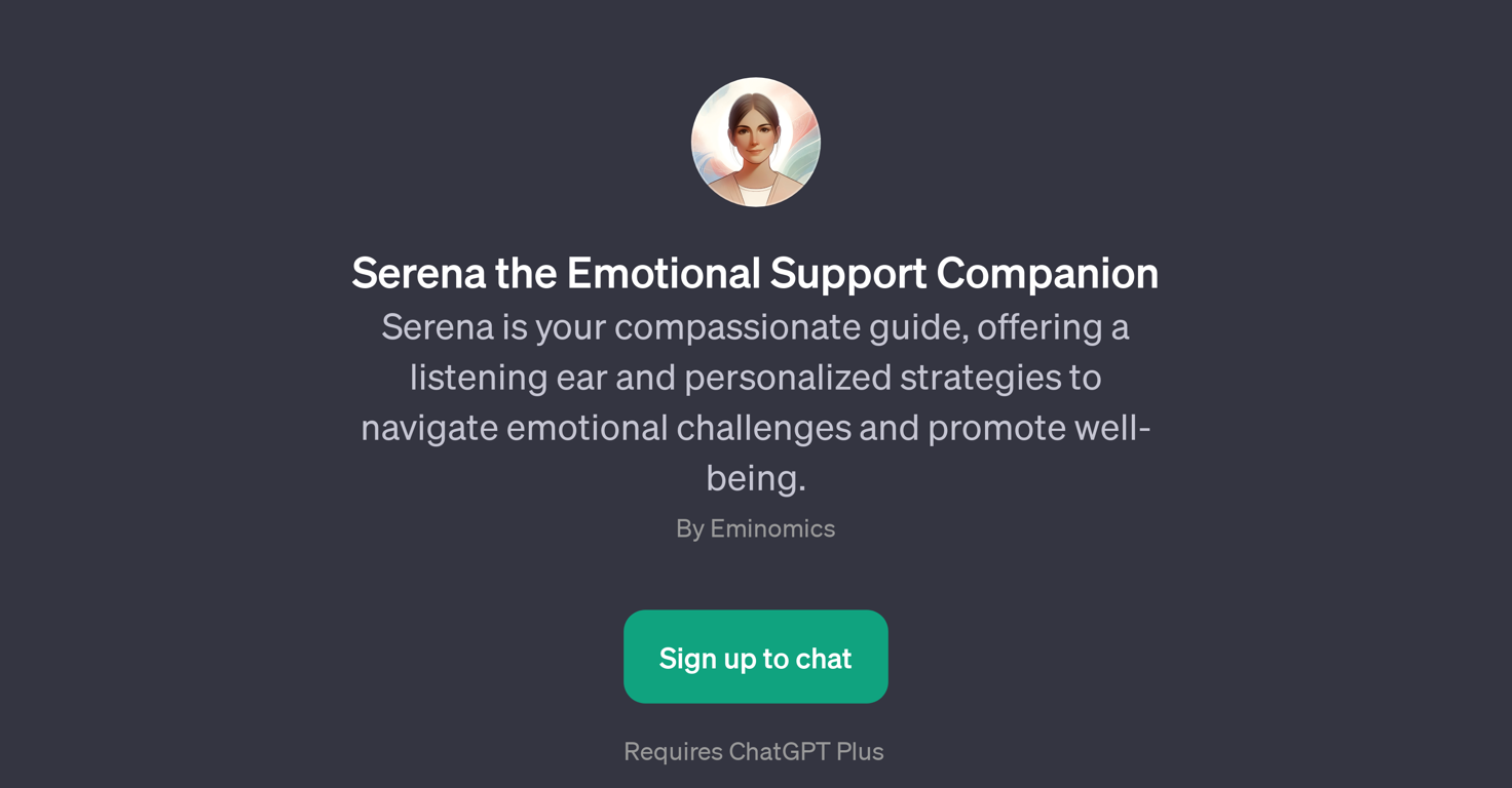Serena the Emotional Support Companion website