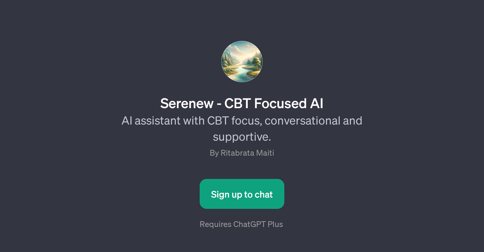 Serenew - CBT Focused AI website