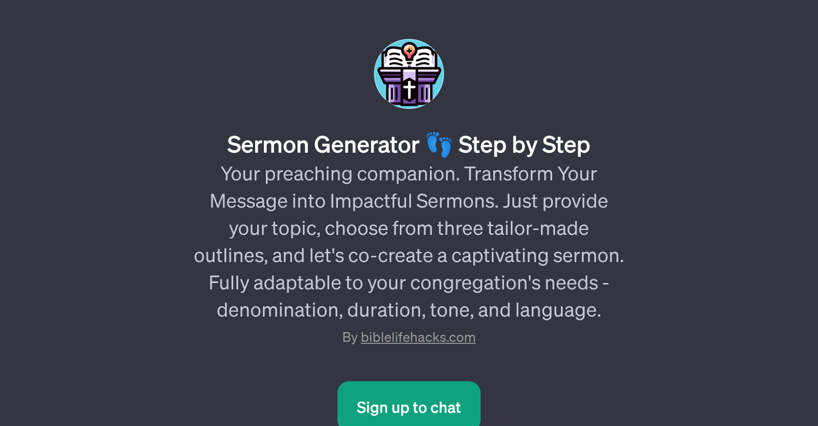 Sermon Generator  Step by Step website