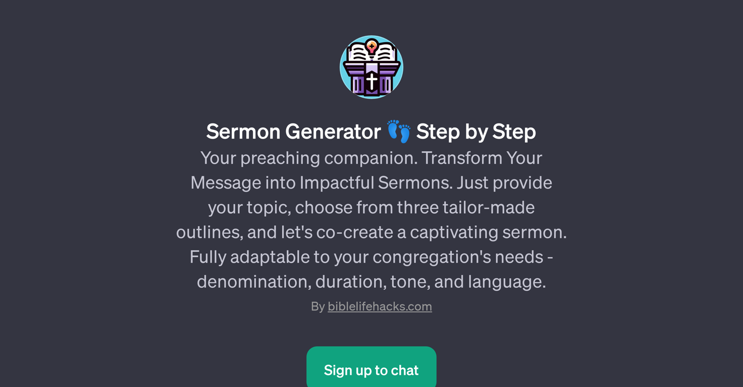Sermon Generator  Step by Step website