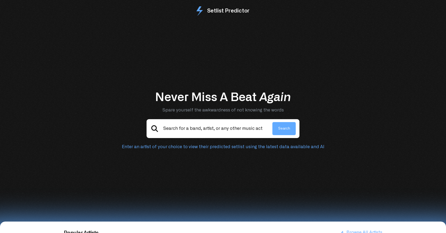 Setlist Predictor website
