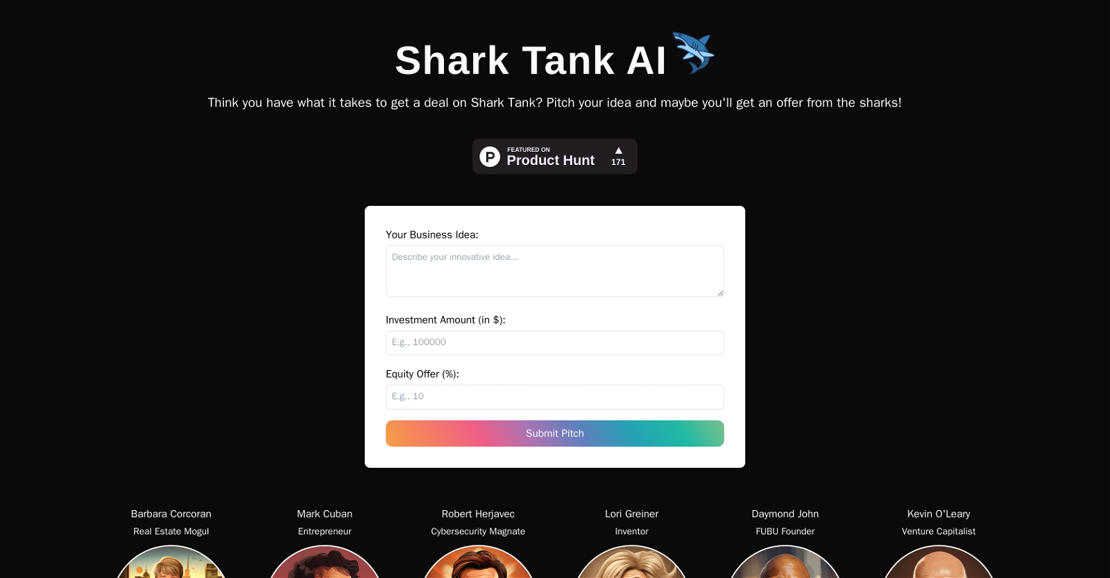 SharkTank AI website