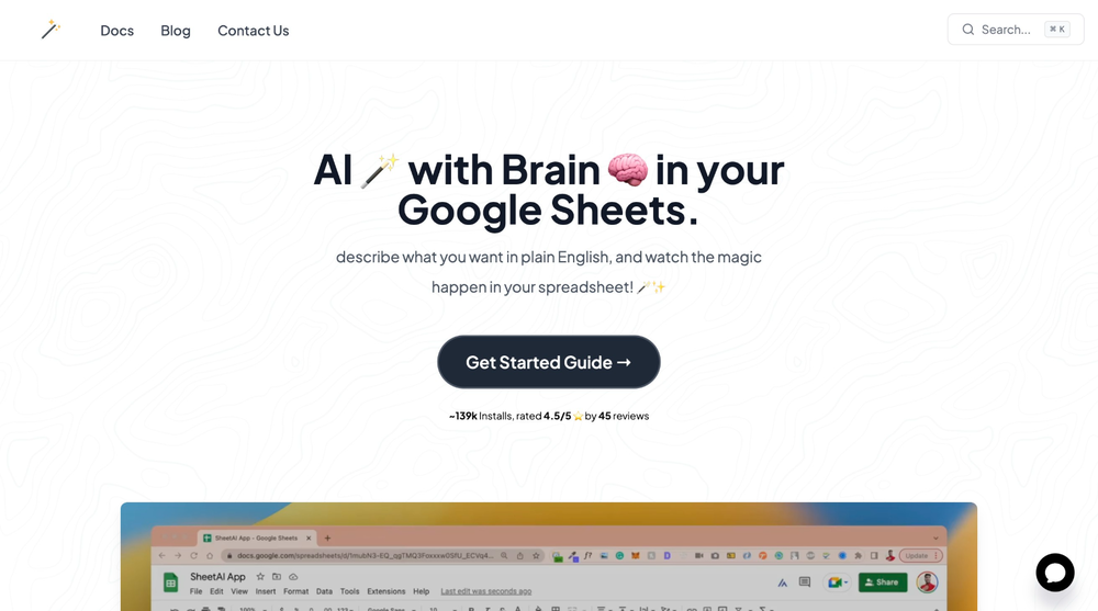 SheetAI App - AI For Sheets website