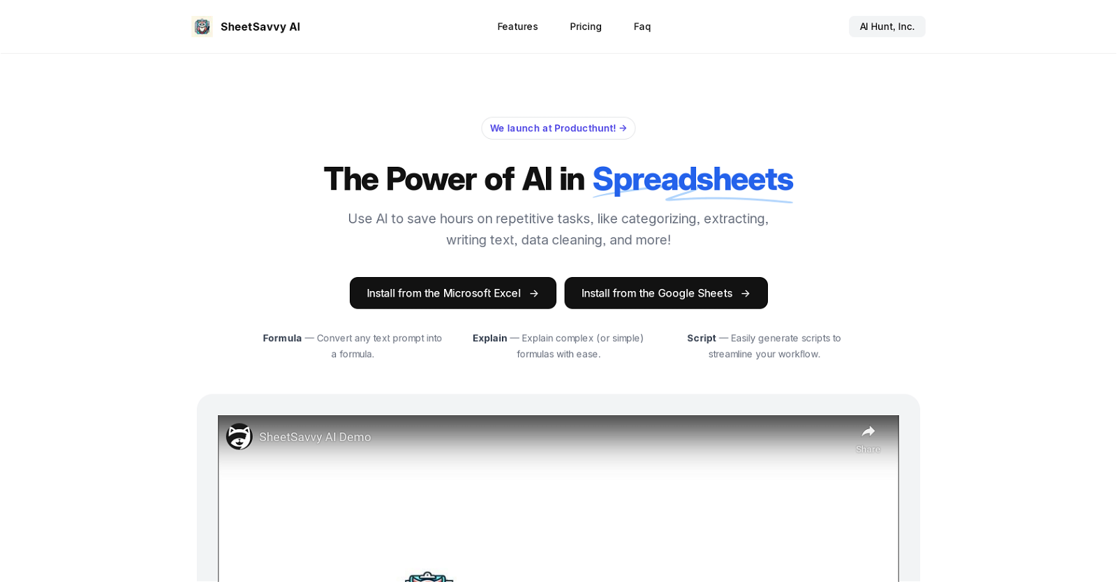 SheetSavvy AI website
