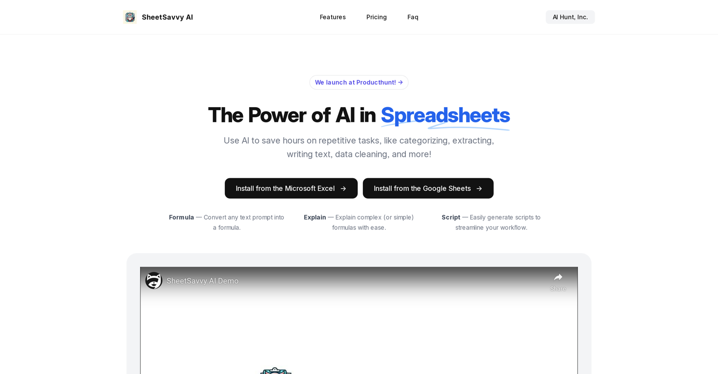SheetSavvy AI website