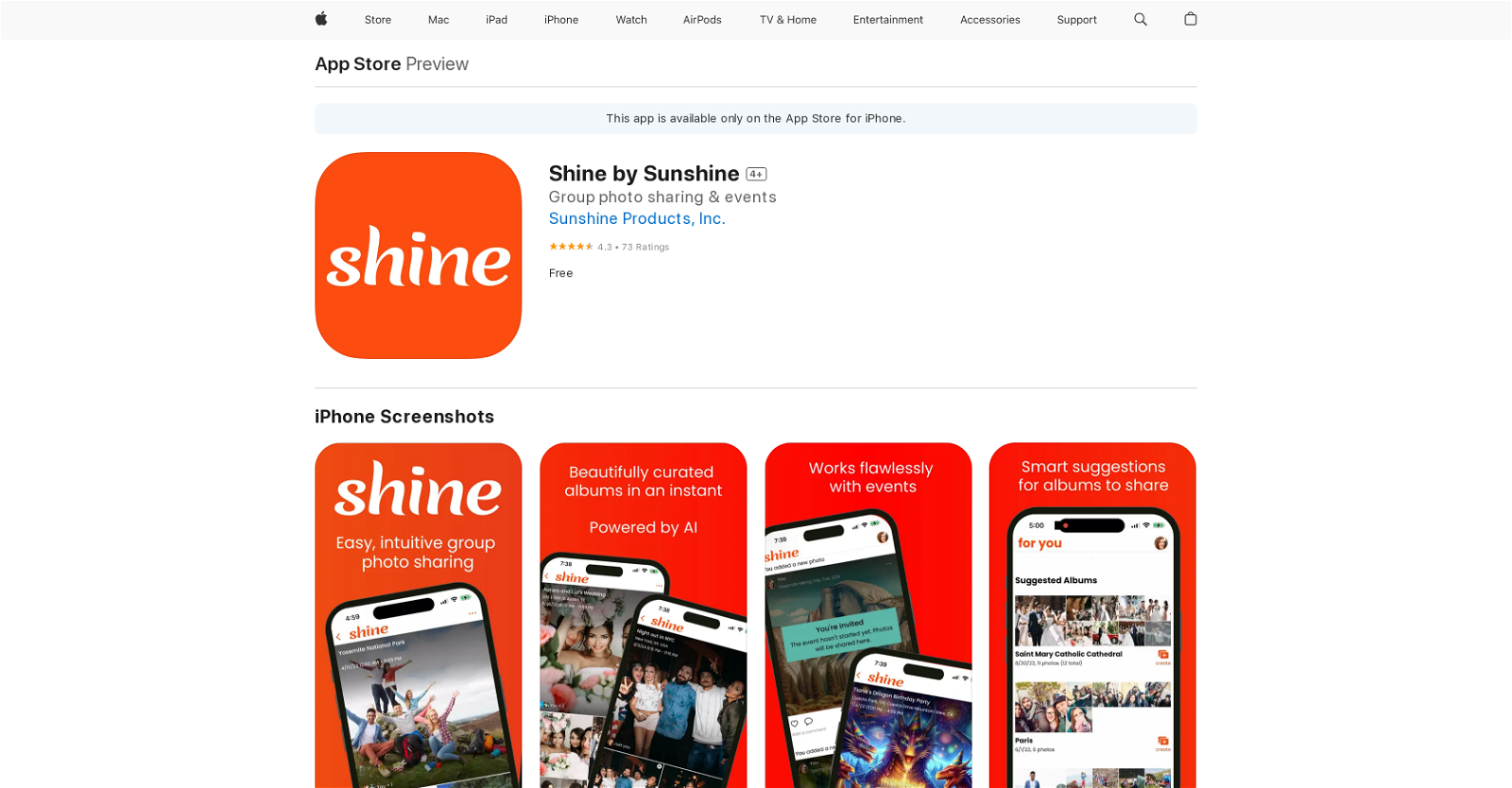 Shine by Sunshine website