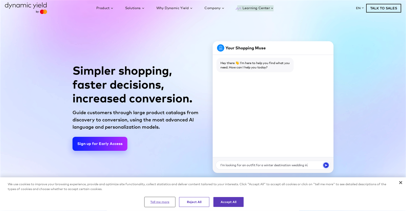 Shopping Muse by Dynamic Yield website