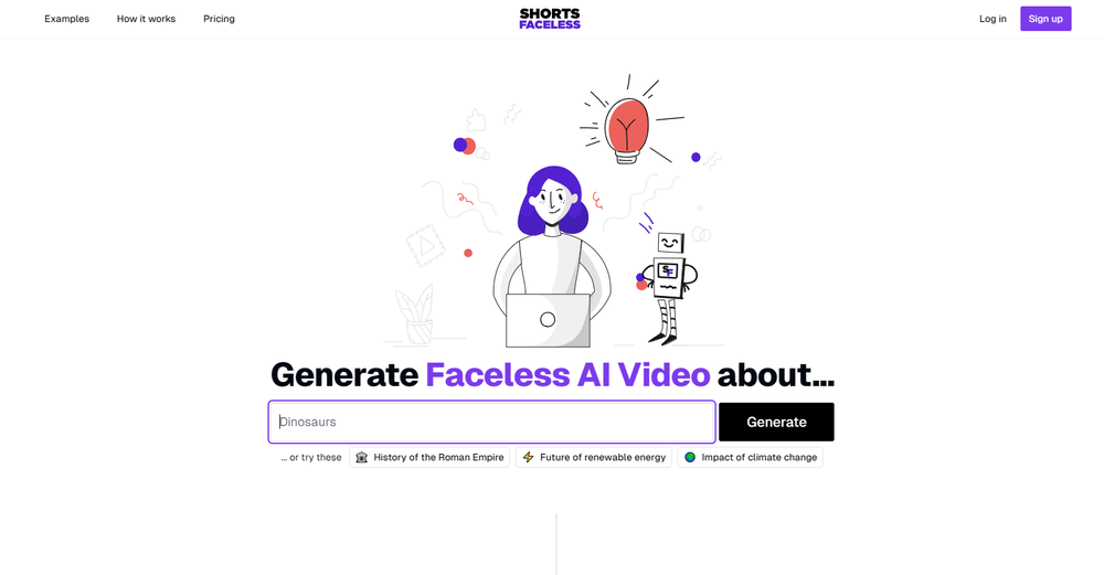 Shorts Faceless website