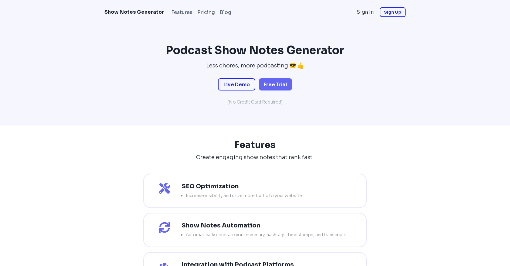 Show Notes Generator