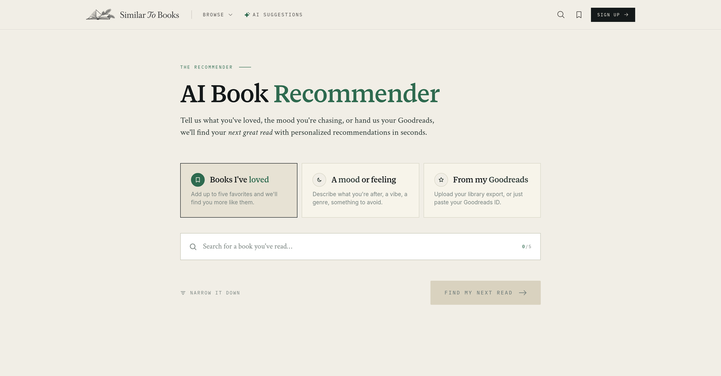 SimilarToBooks screenshot 1