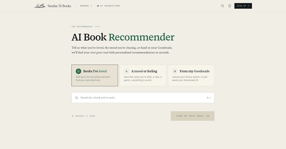 SimilarToBooks website