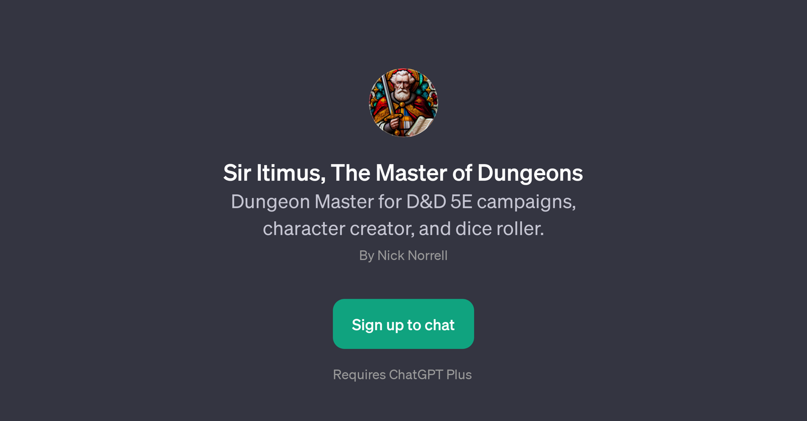 Sir Itimus, The Master of Dungeons website