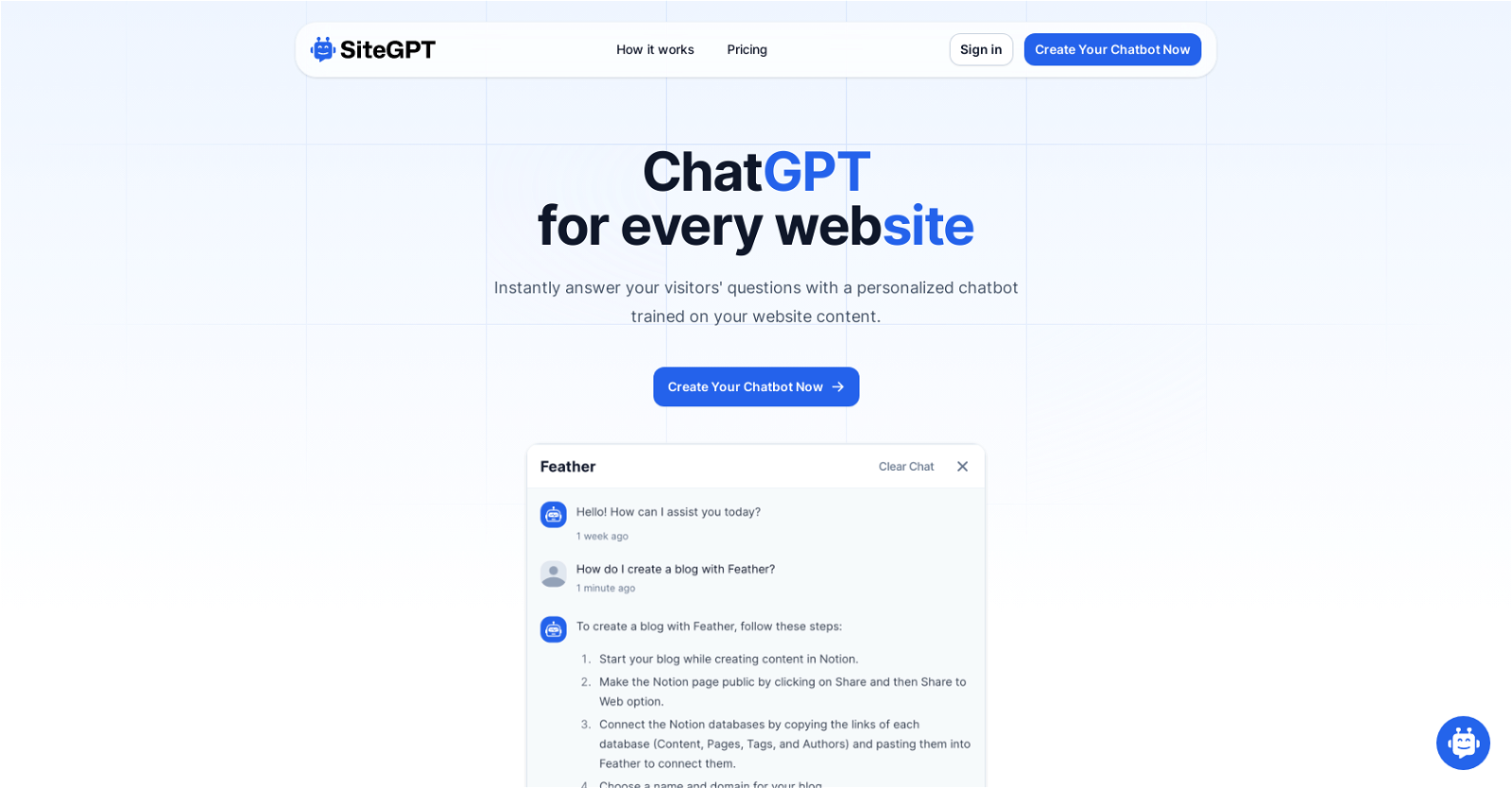 SiteGPT website