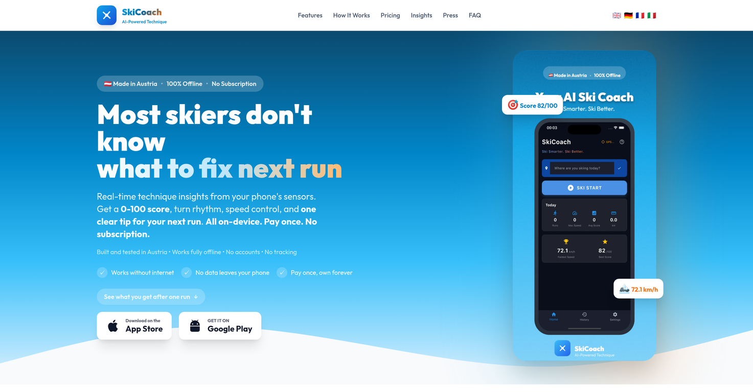 SkiCoach website
