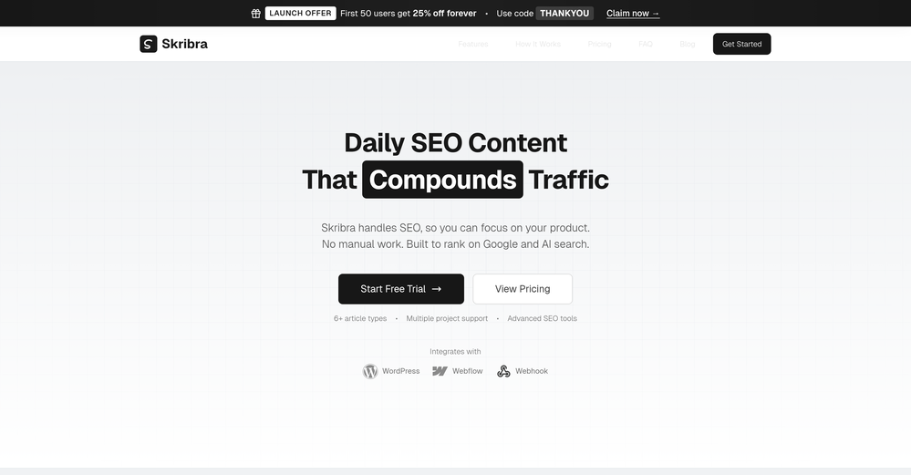 Skribra website