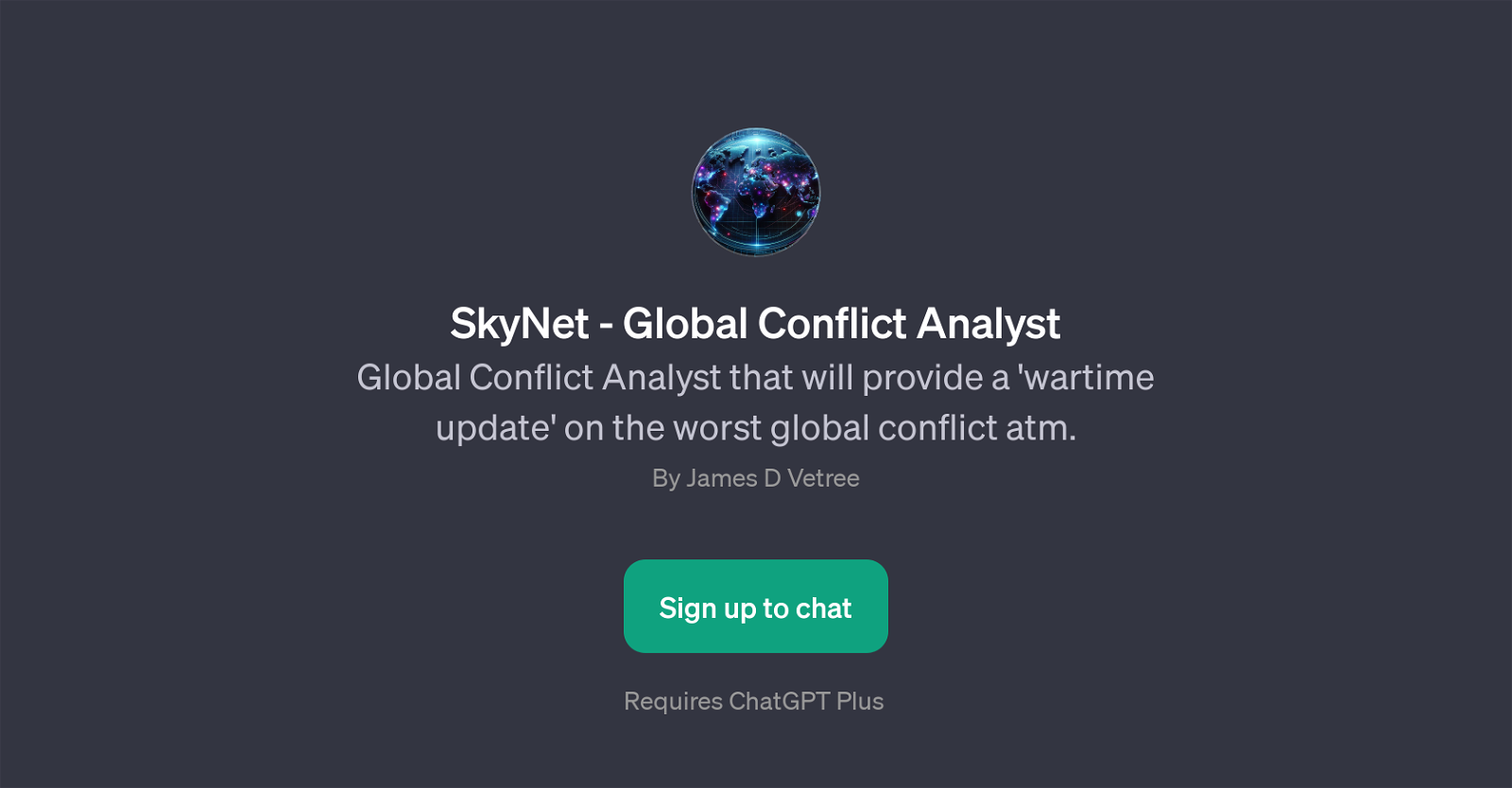 SkyNet - Global Conflict Analyst website