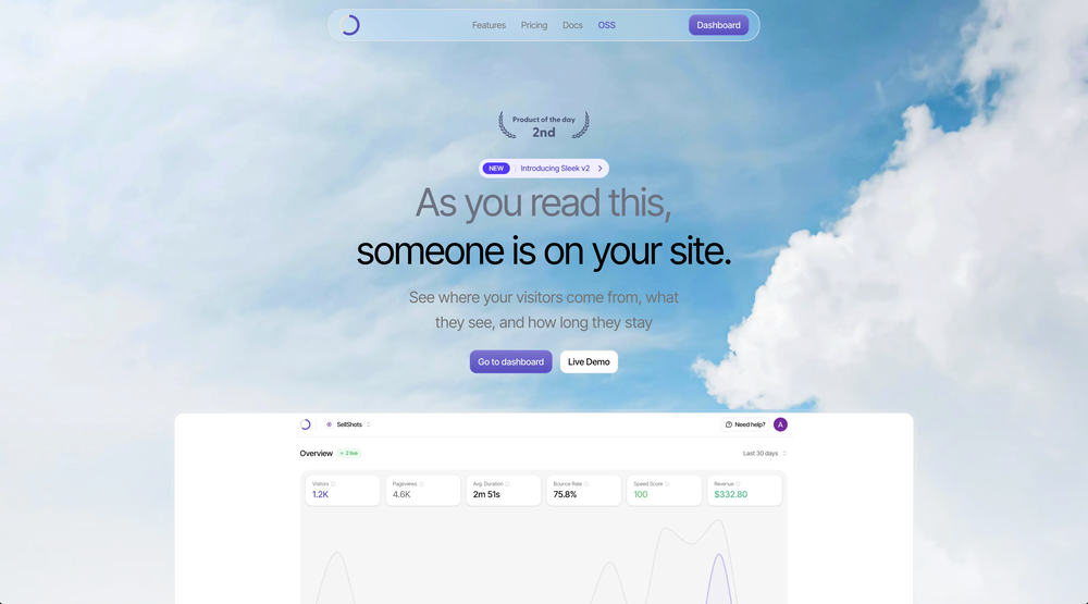 Sleek Analytics website