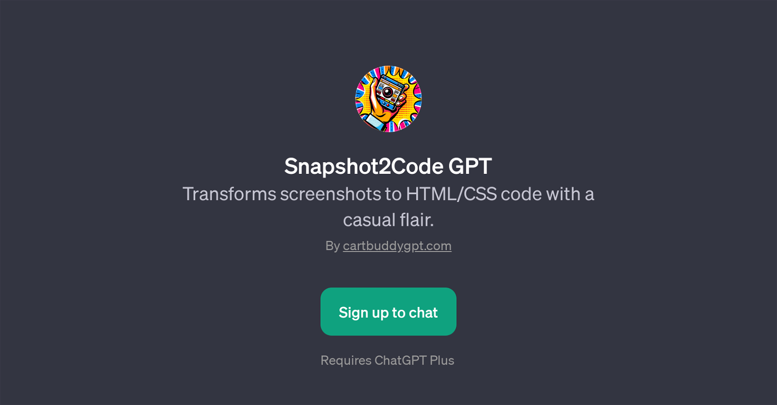 Snapshot2Code GPT website