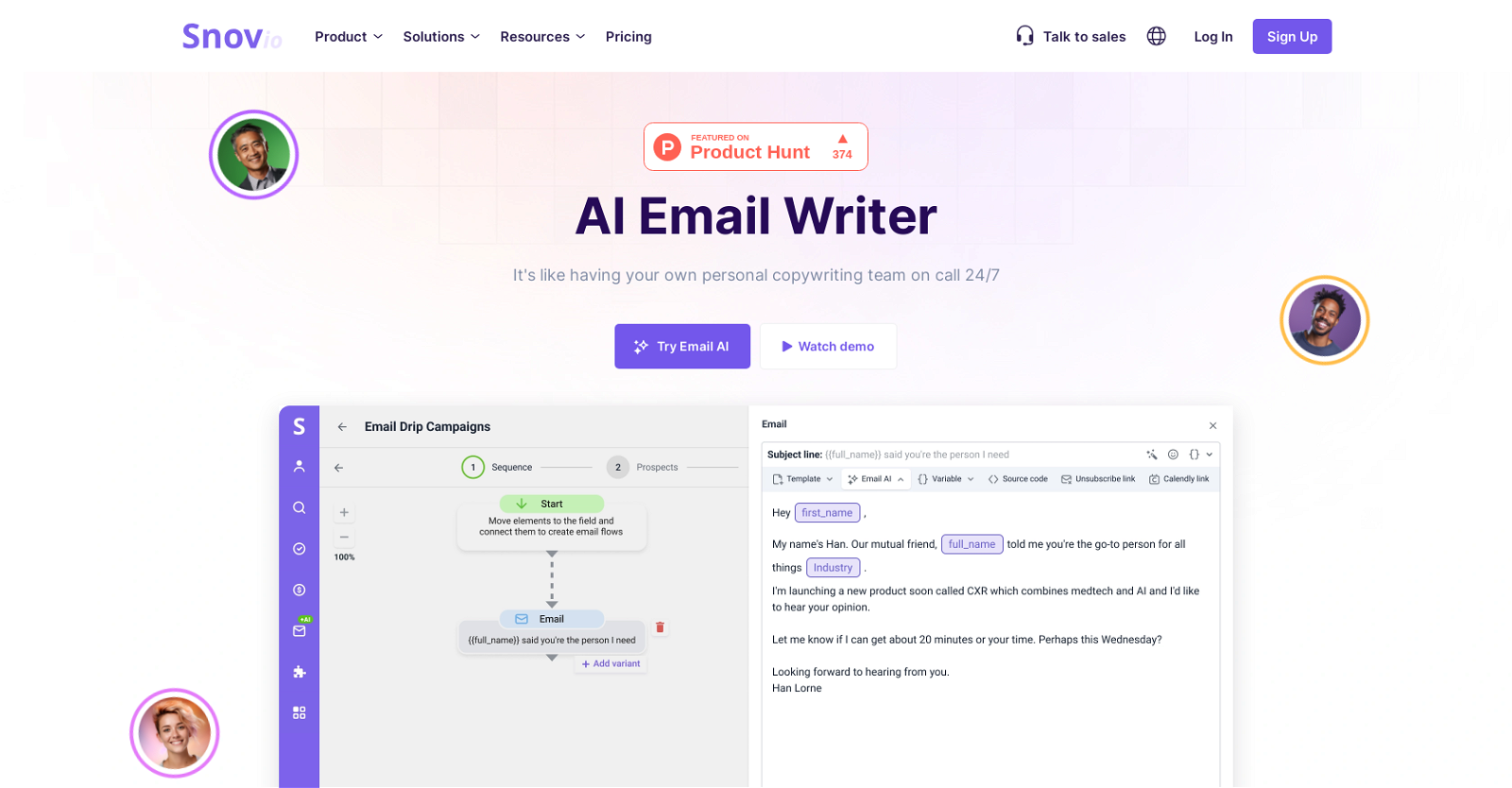 Snov Email Writer website