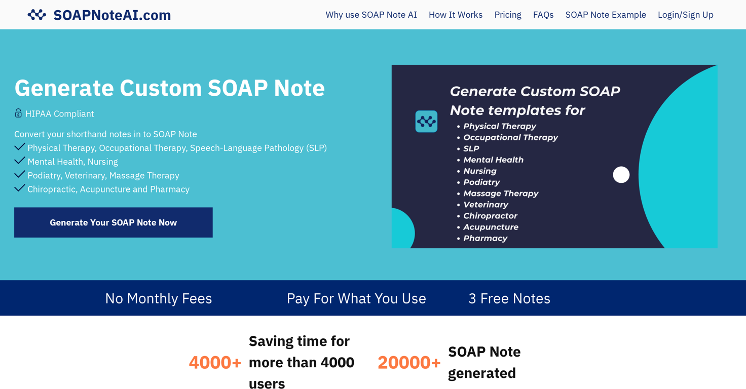 SOAP Note AI website