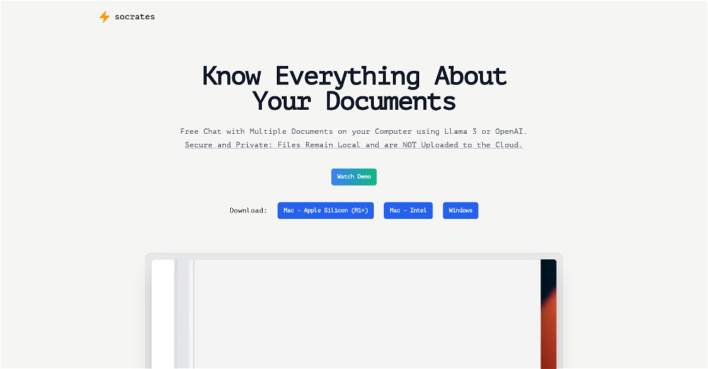 Socrates - Chat with Documents on Windows or Mac website