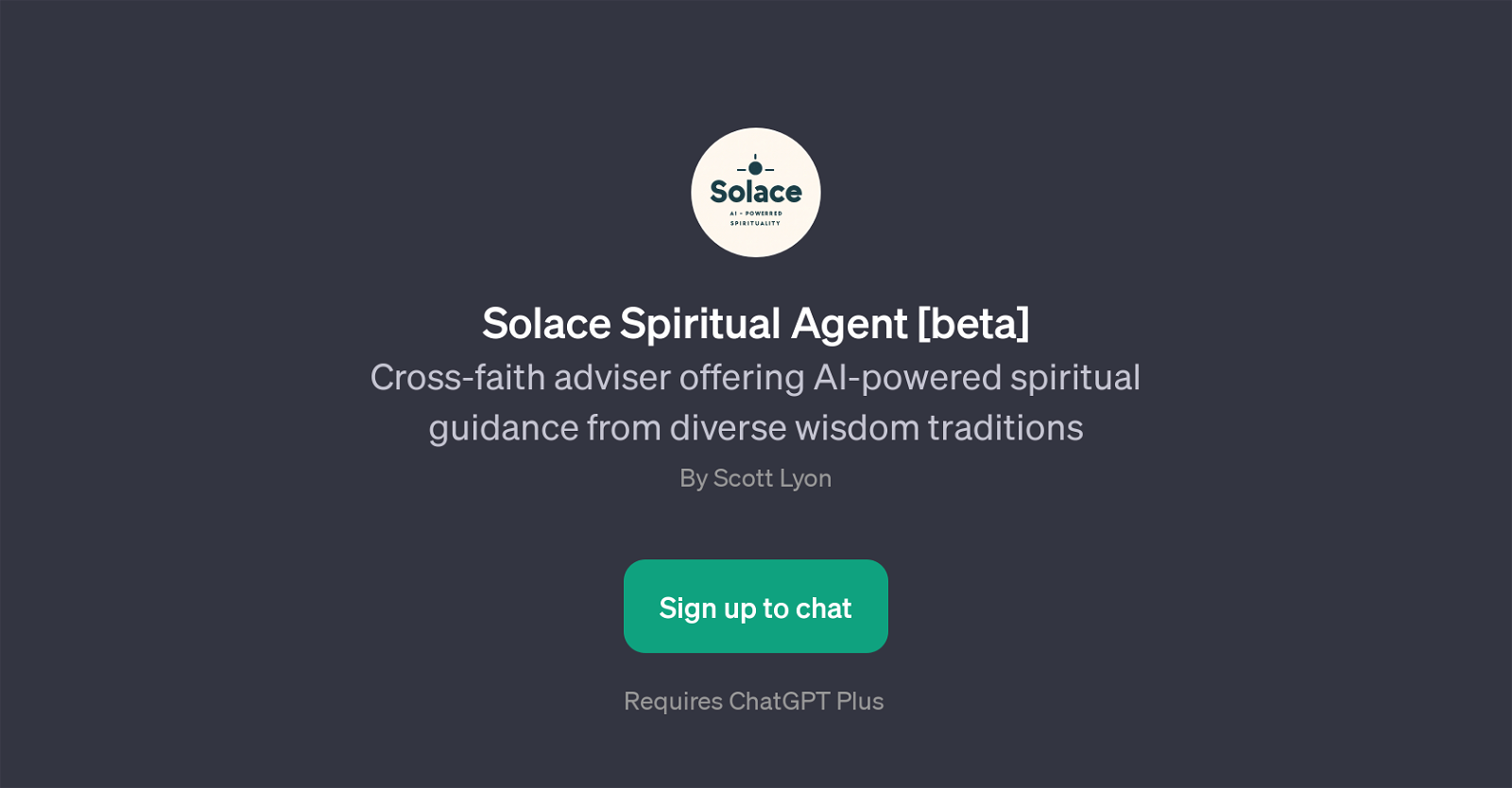 Solace Spiritual Agent [beta] website