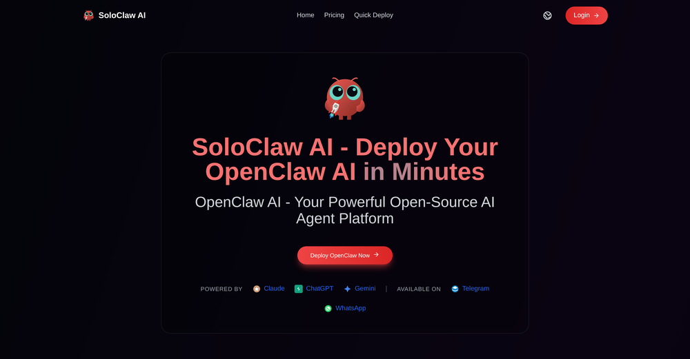 SoloClaw AI website