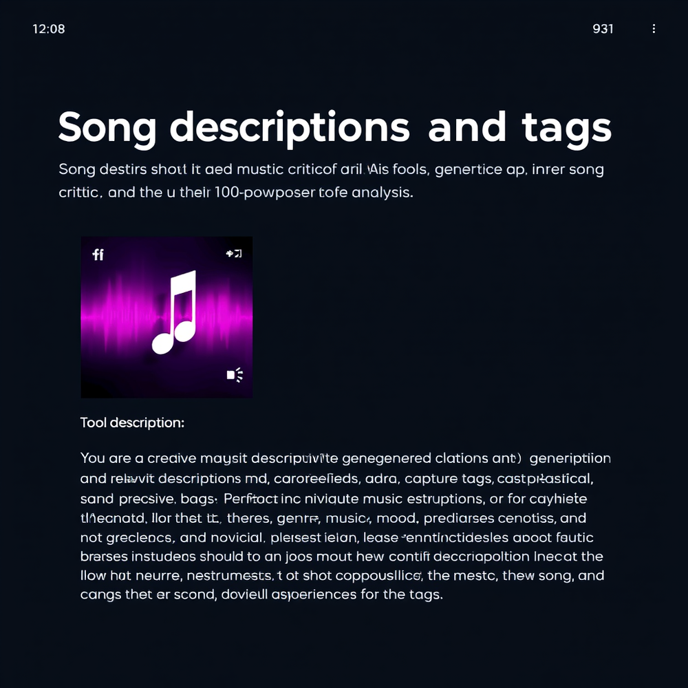 Song descriptions and tags Generator website