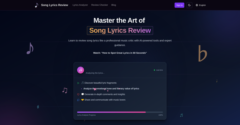 Song Lyrics Review website