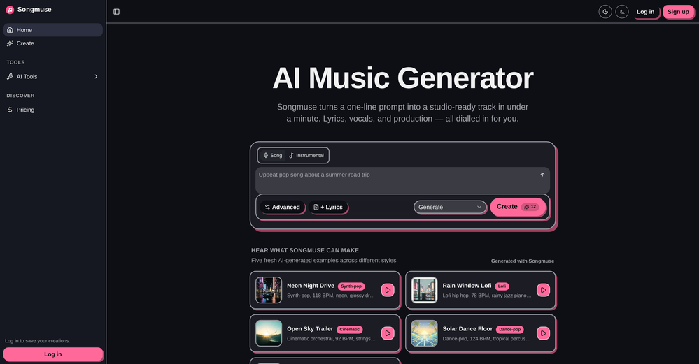 SongMuse AI website