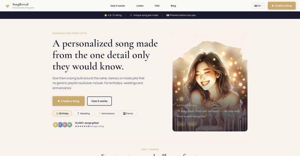 SongReveal website