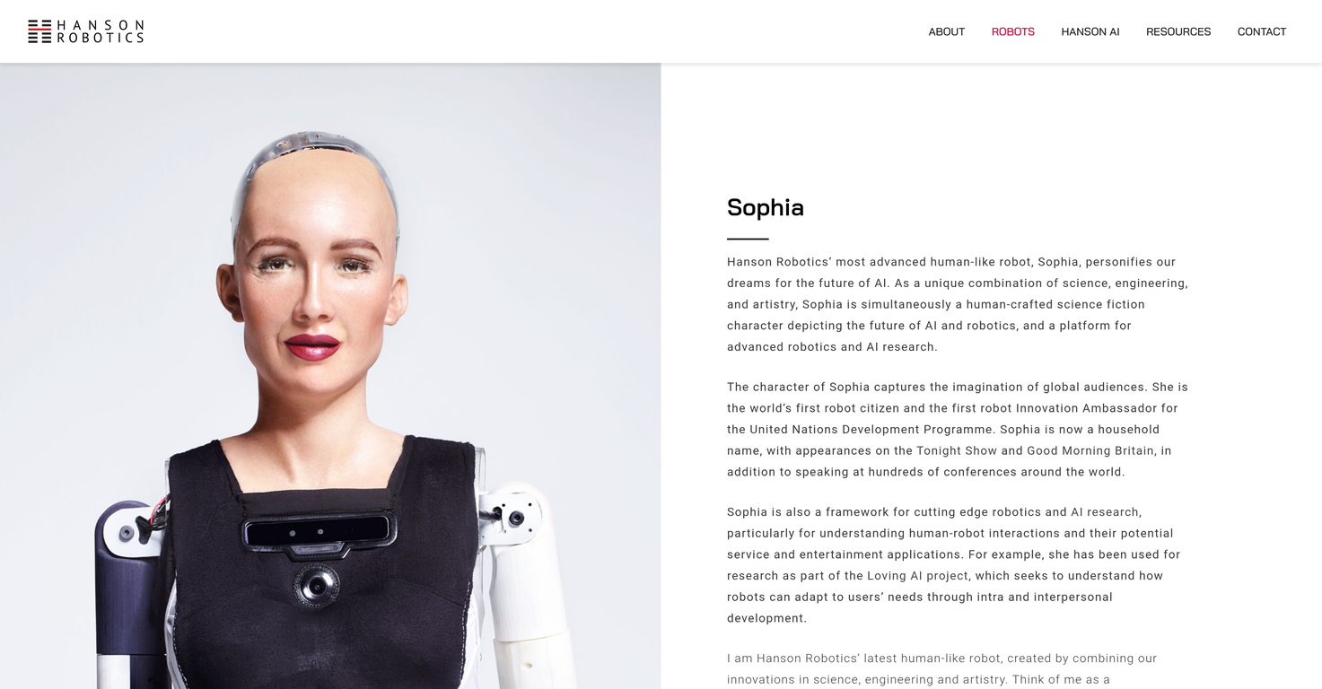 Sophia - Hanson Robotics - AI Tool For Robotics