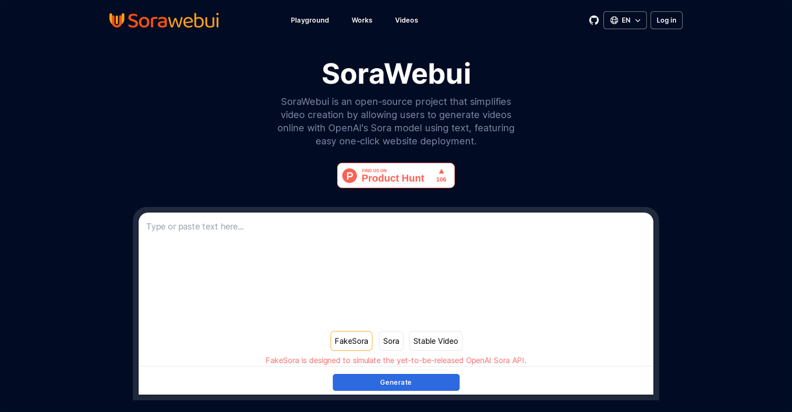 SoraWebui website