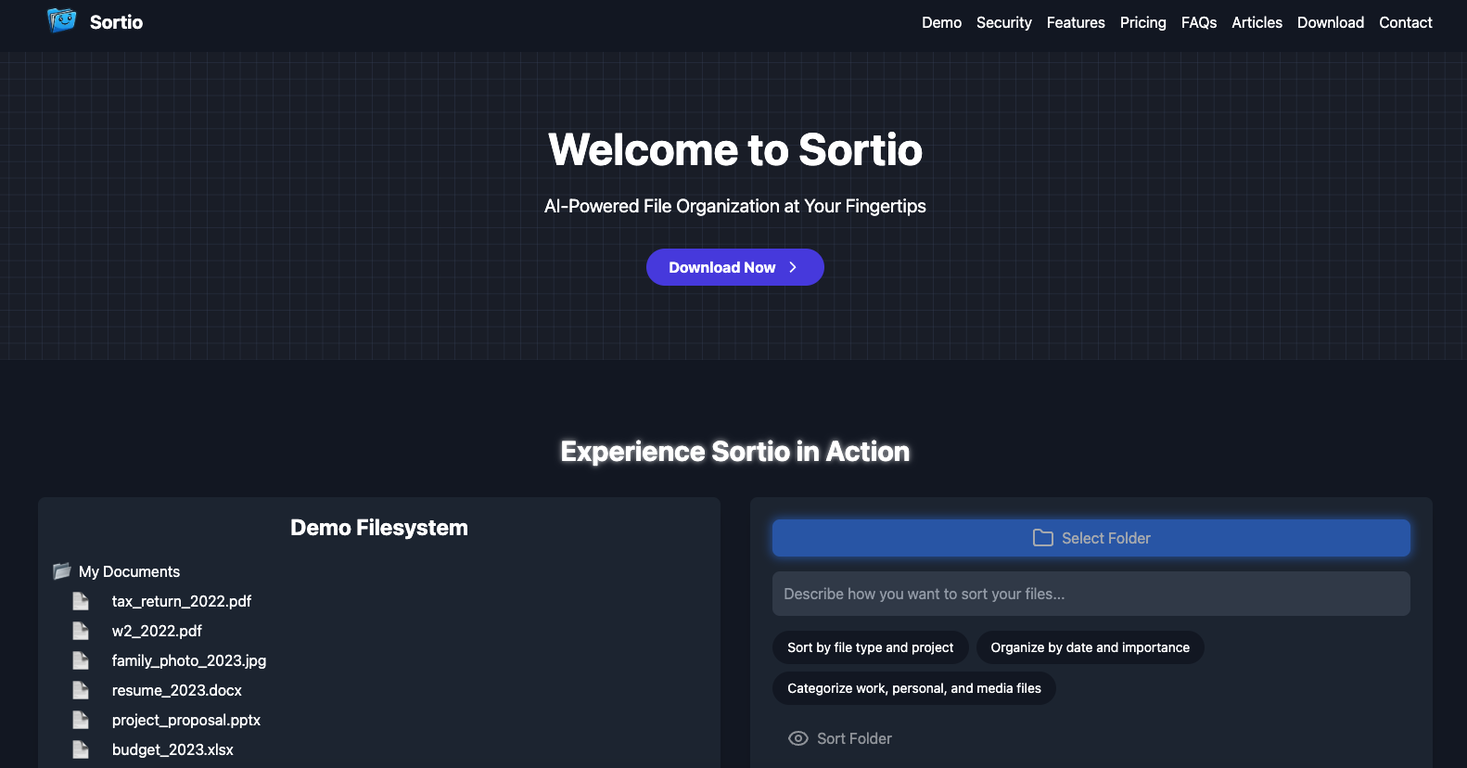 Sortio website