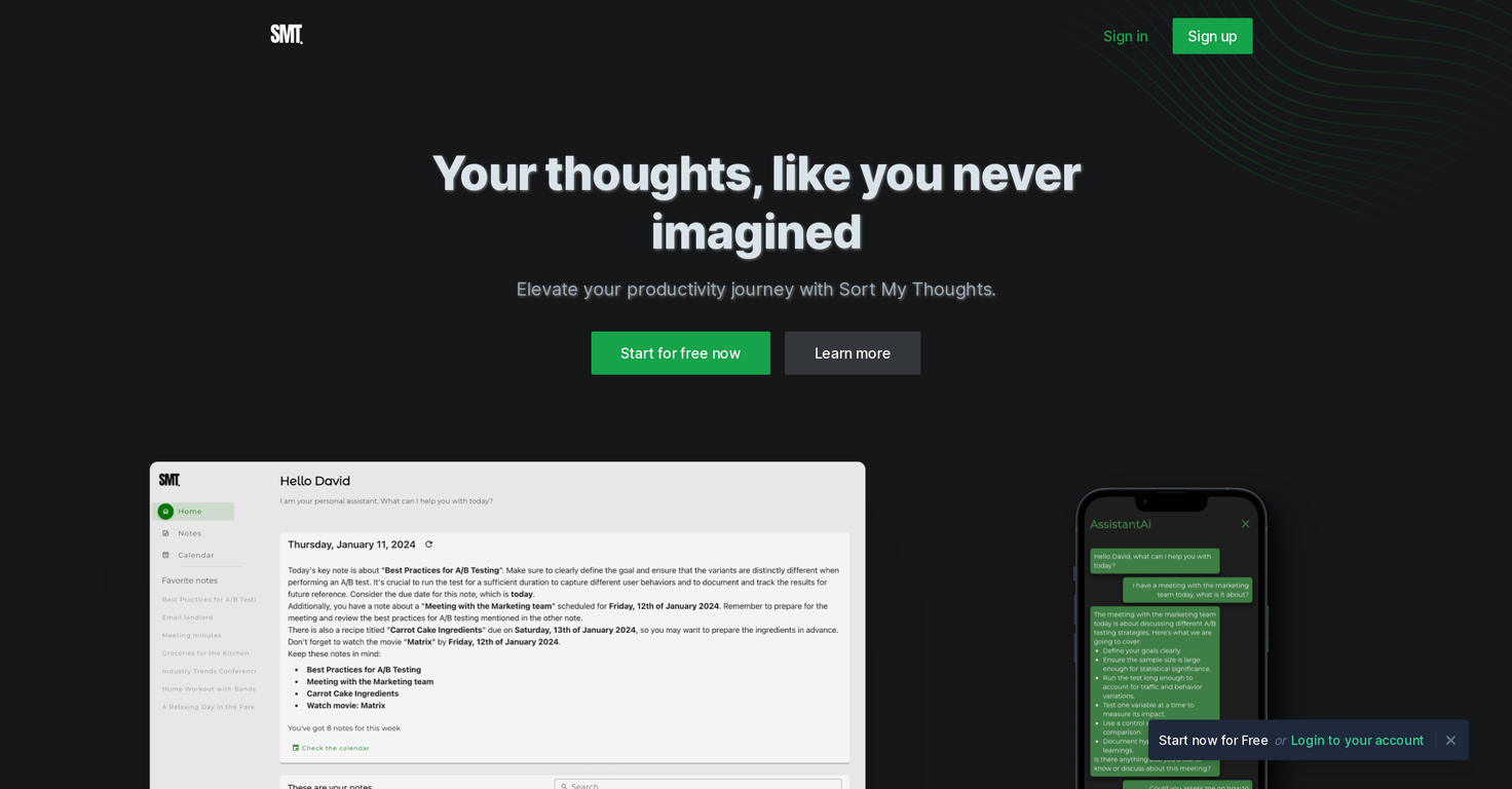 SortMyThoughts website