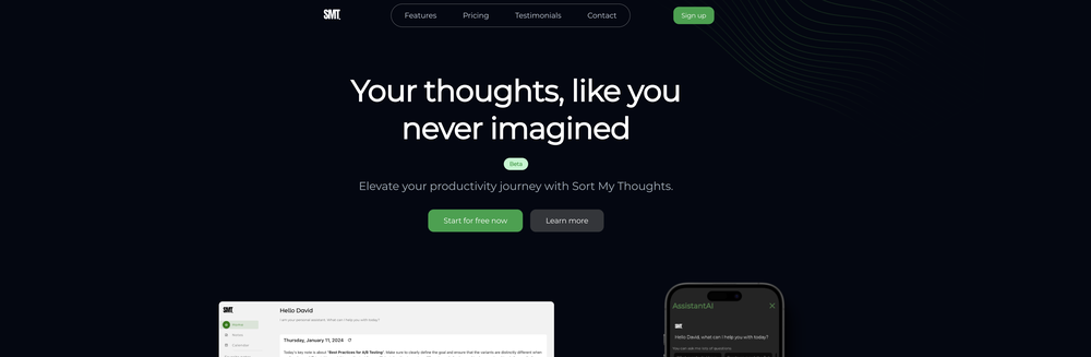 SortMyThoughts website