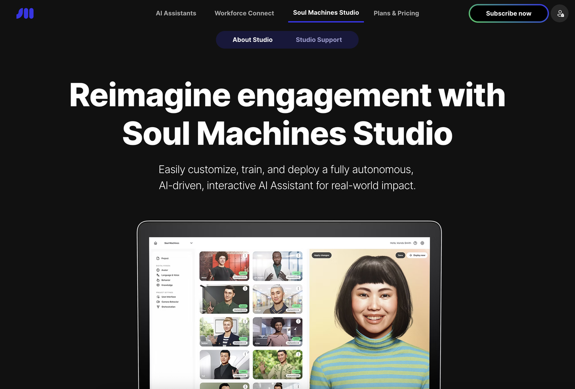 Soul Machines Studio website