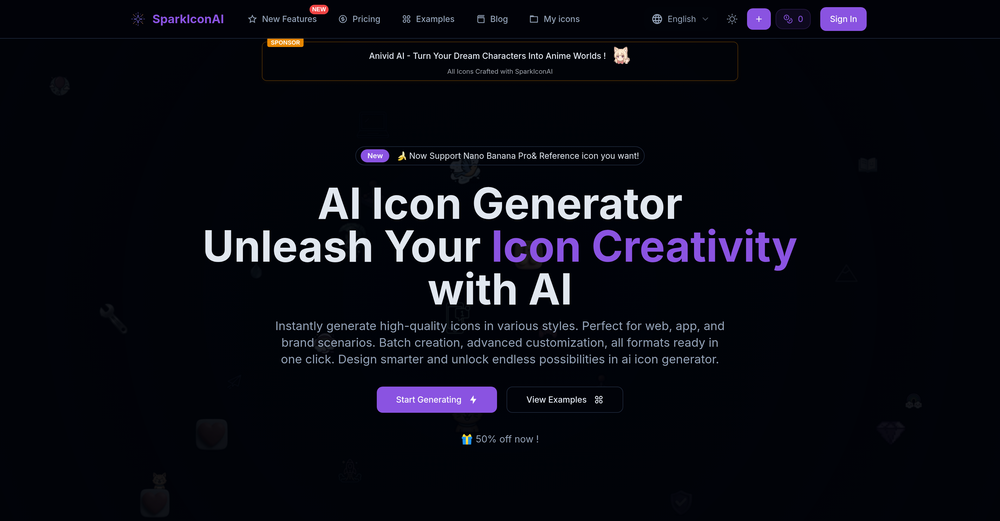 SparkIcon AI website