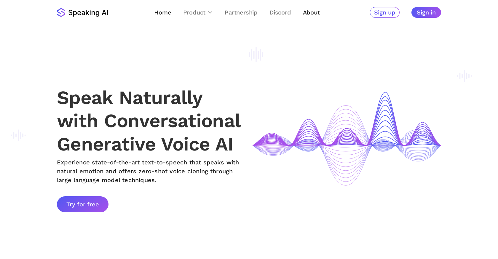 SpeakingAI website