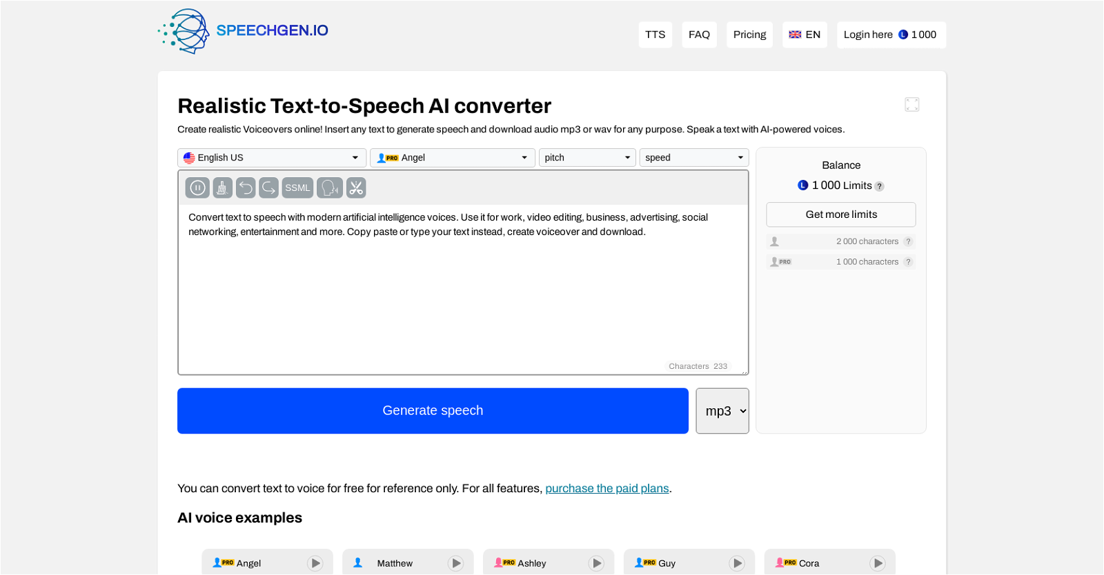 SpeechGen website