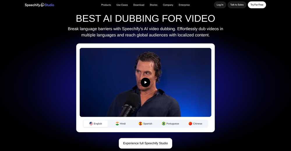 Speechify AI Dubbing website
