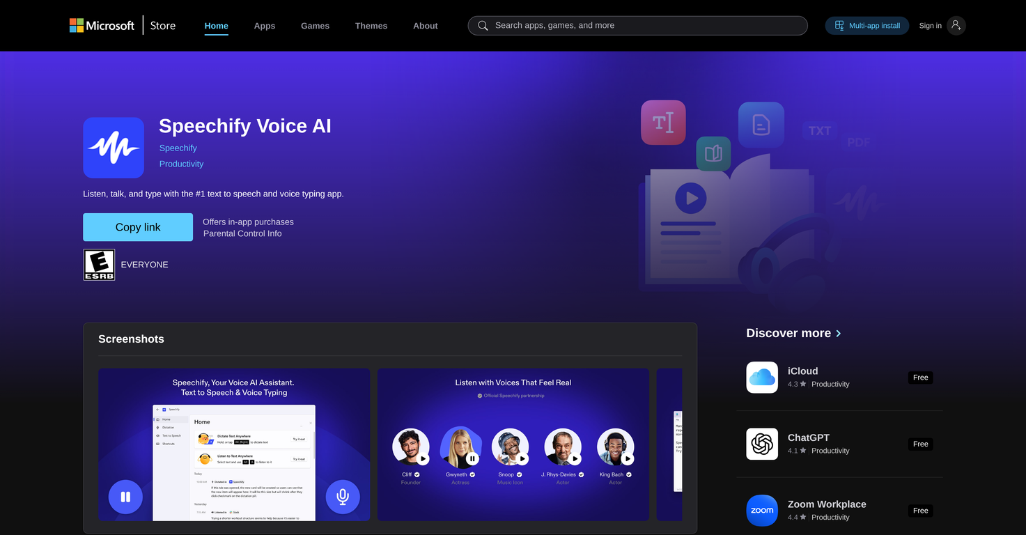 Speechify Voice AI website
