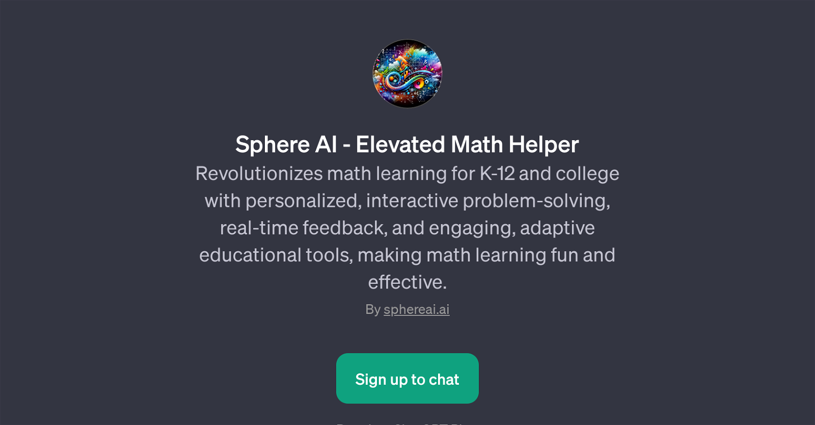 Sphere AI - Elevated Math Helper website