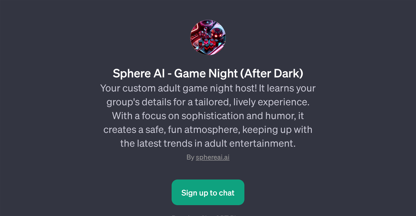 Sphere AI - Game Night (After Dark) website