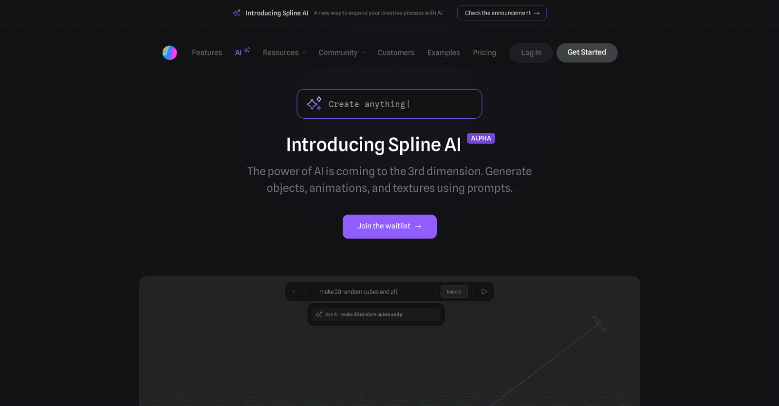 Spline AI (Alpha) website