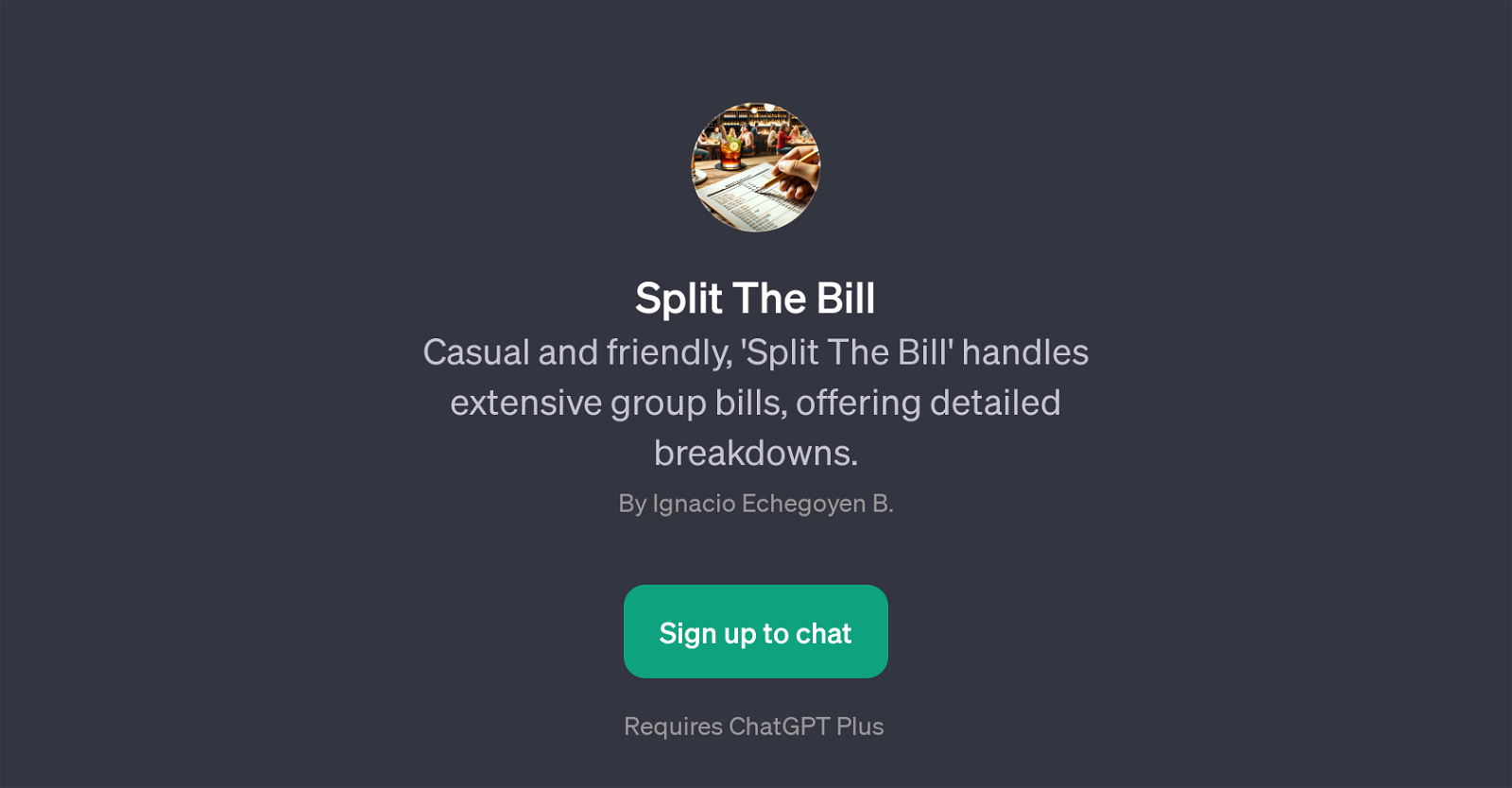 Split The Bill website