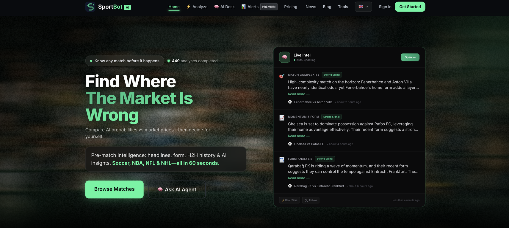 SportBot AI website