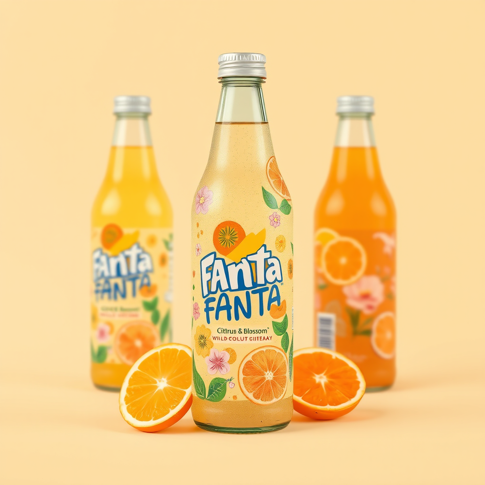 Spring product and packaging design for Wild Citrus & Blossom Fanta website